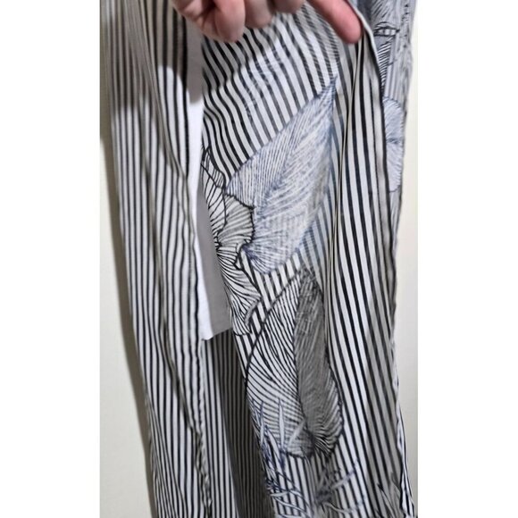 Vince Camuto Maxi Dress Medium Striped Floral Sundress Side Slit Artsy Classic - Picture 12 of 15